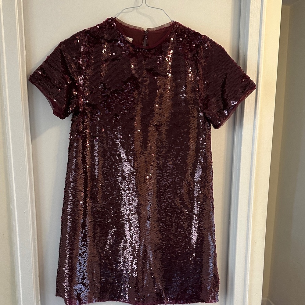 Zara Burgundy Sequin Kids Formal Dress